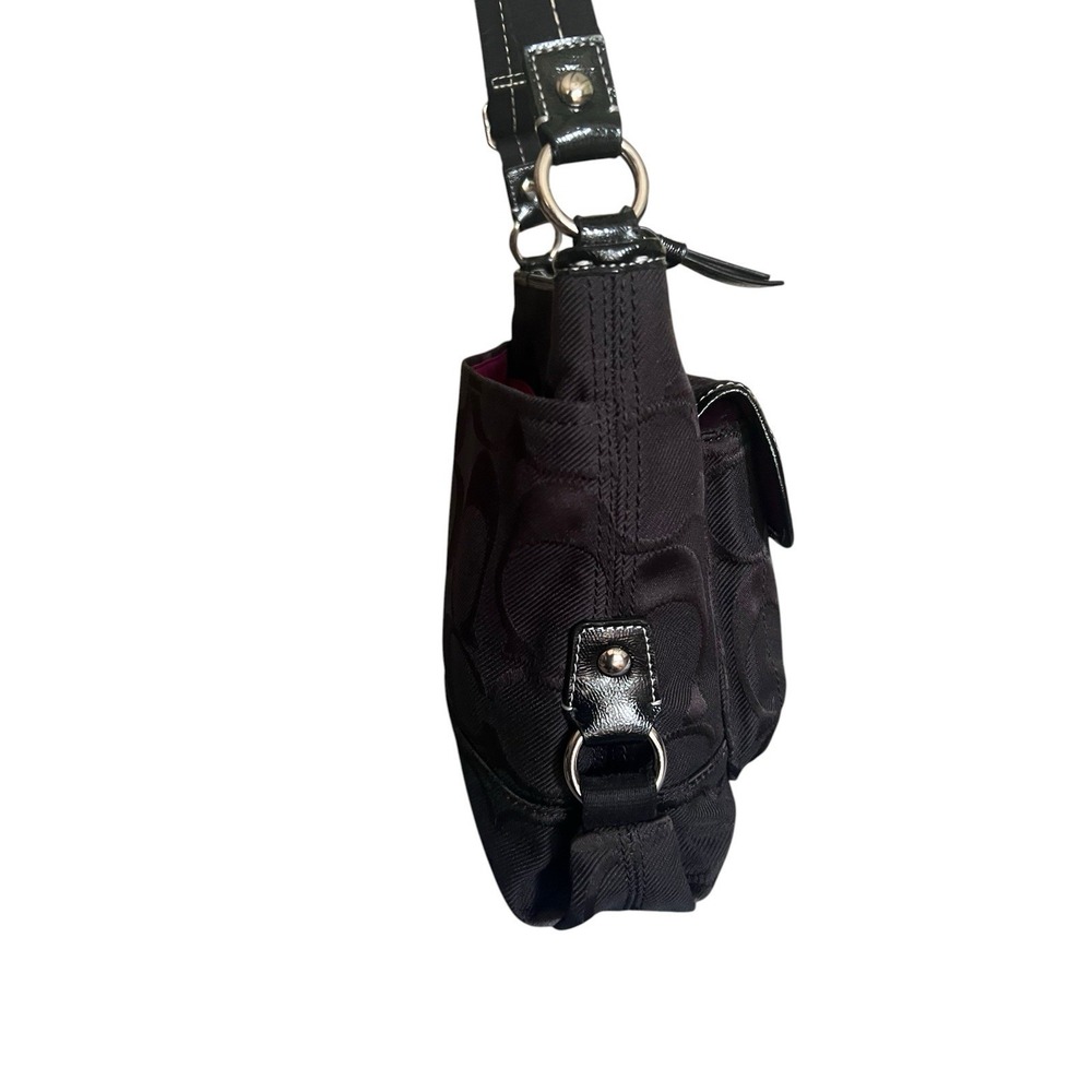 Coach Black Signature Ashley Shoulder Bag Crossbody w/Patent Leather Trim - Picture 4 of 16